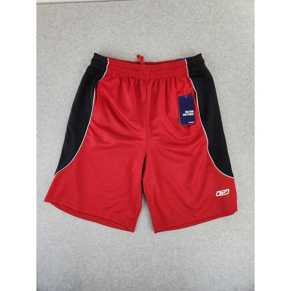 NEW Reebok Men’s basketball Mesh Shorts Red Black Long - Pockets!  Size XXL XL‎